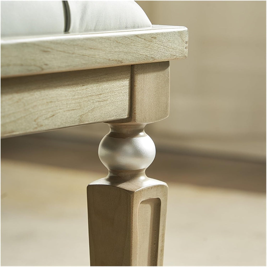 End of Bed Bench Upholstered Bench,Bedroom Bench for End of Bed, Dining Bench Entryway Shoe Bench with Button Tufted Padded Seat for Living Room, Vanity Bench Foot-Stool with Carved Wood Legs, Gray En
