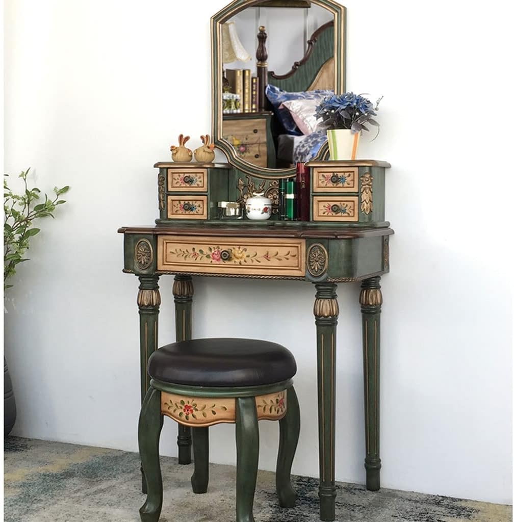 Vanity Benches Vanity Desk Set Wooden Dresser Ladies Dresser Dresser with Drawers and Stools Bedroom Small Apartment Dresser (Color : B)