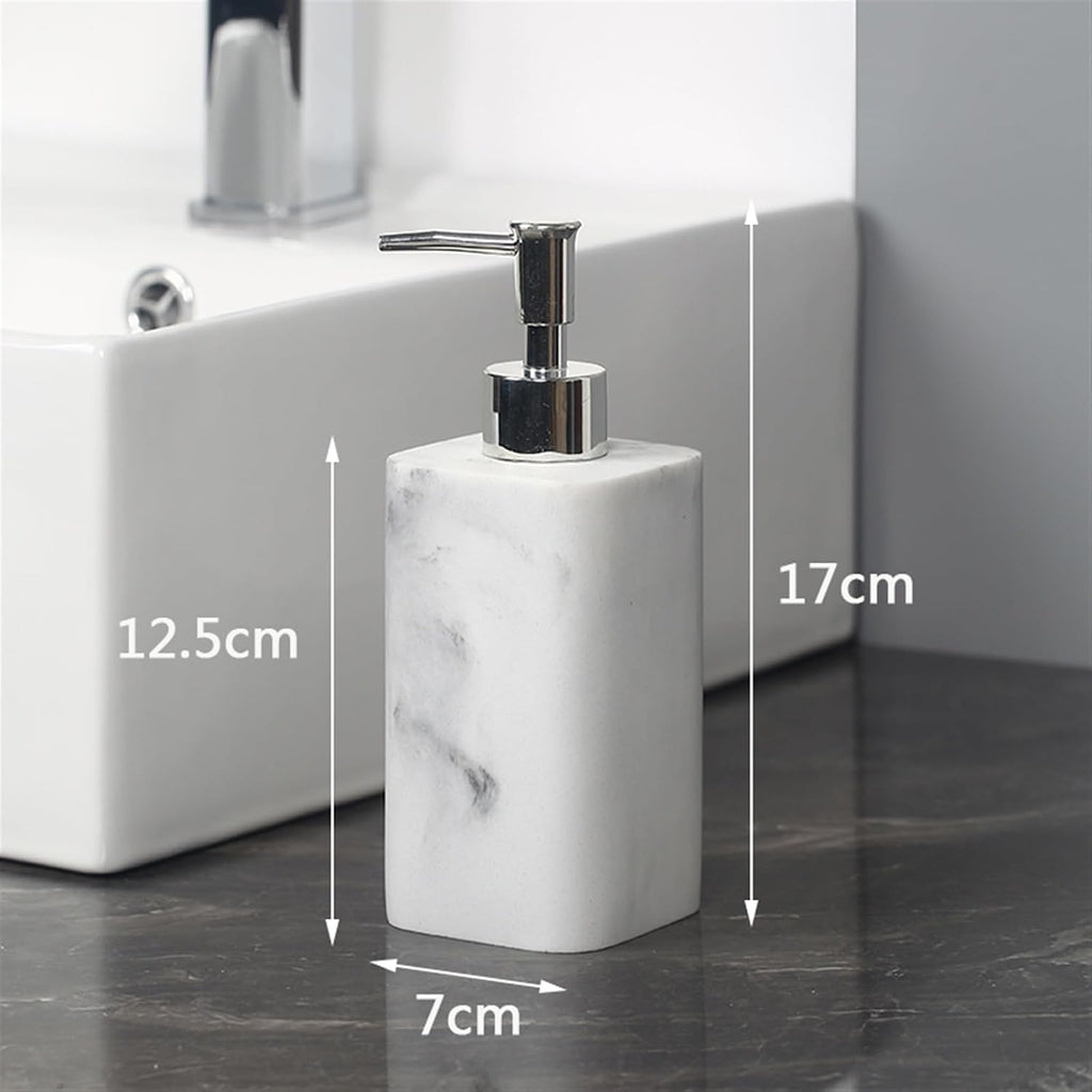 Beautiful Resin Bathroom Accessory Sets, 4 Pieces Accessories Complete Set Vanity Countertop, Includes Lotion Dispenser, Mouthwash Cup, Toothbrush Holder and Tray Bathroom Decor(White,Large)