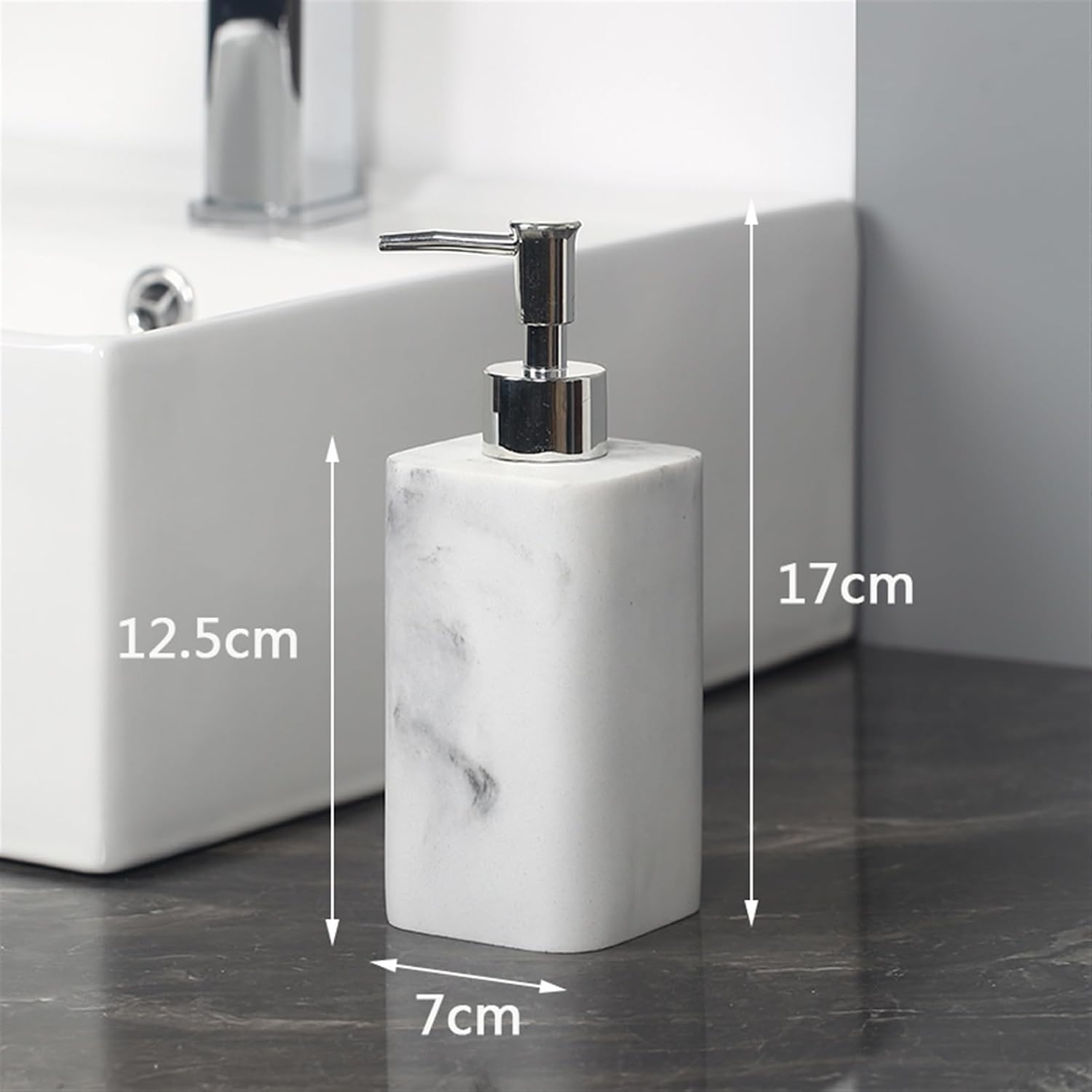 Beautiful Resin Bathroom Accessory Sets, 4 Pieces Accessories Complete Set Vanity Countertop, Includes Lotion Dispenser, Mouthwash Cup, Toothbrush Holder and Tray Bathroom Decor(White,Large)