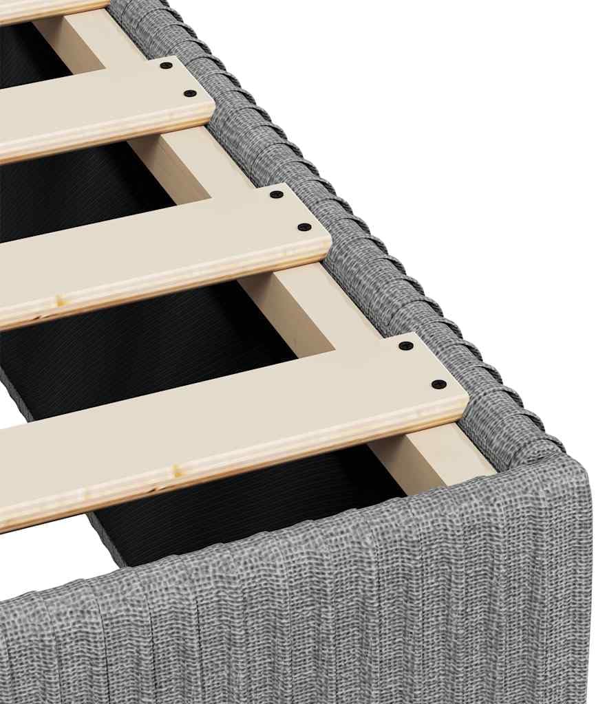 Light Gray Twin Bed Frame with Polyester Upholstery and Plywood Construction, Durable Engineered Wood Structure for Bedroom, Space-Saving Design with Sturdy Slats Support,