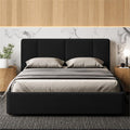 Venice Upholstered Platform Bed | Box Spring Not Required | (Black Boucle, Queen Bed Frame)