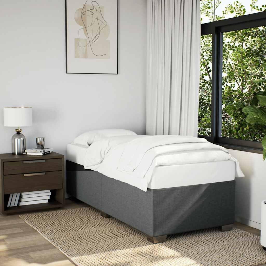 Dark Gray Twin XL Bed Frame with Polyester Upholstery and Engineered Wood Construction, Breathable Fabric Cover, Sturdy Plywood Support, Modern Minimalist Design for Bedroom