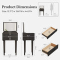 Muwuele Small Vanity Desk and Vanity Stool Bundle, Vanity Set with Mirror and Stool and Lights, Solid Wood Vanity Desk and Chair Set, Makeup Vanities & Vanity Benches (Vanity 19.6 inch Wide, Black)