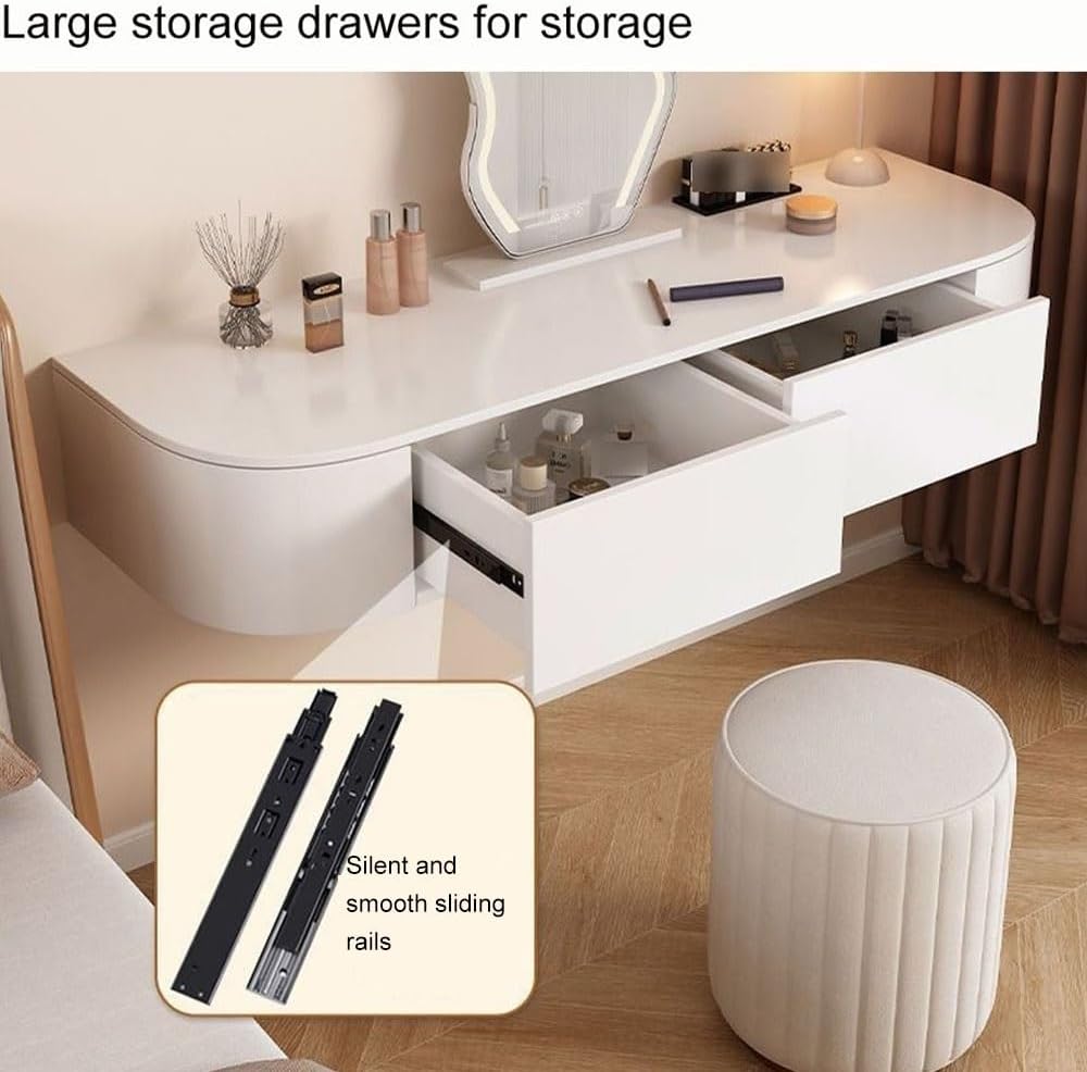 Wall Mounted Makeup Vanity, Floating Vanity Makeup Table, Space-Saving Corner Vanity Desk, Floating Dressing Table, Floating Corner Desk for Bedroom