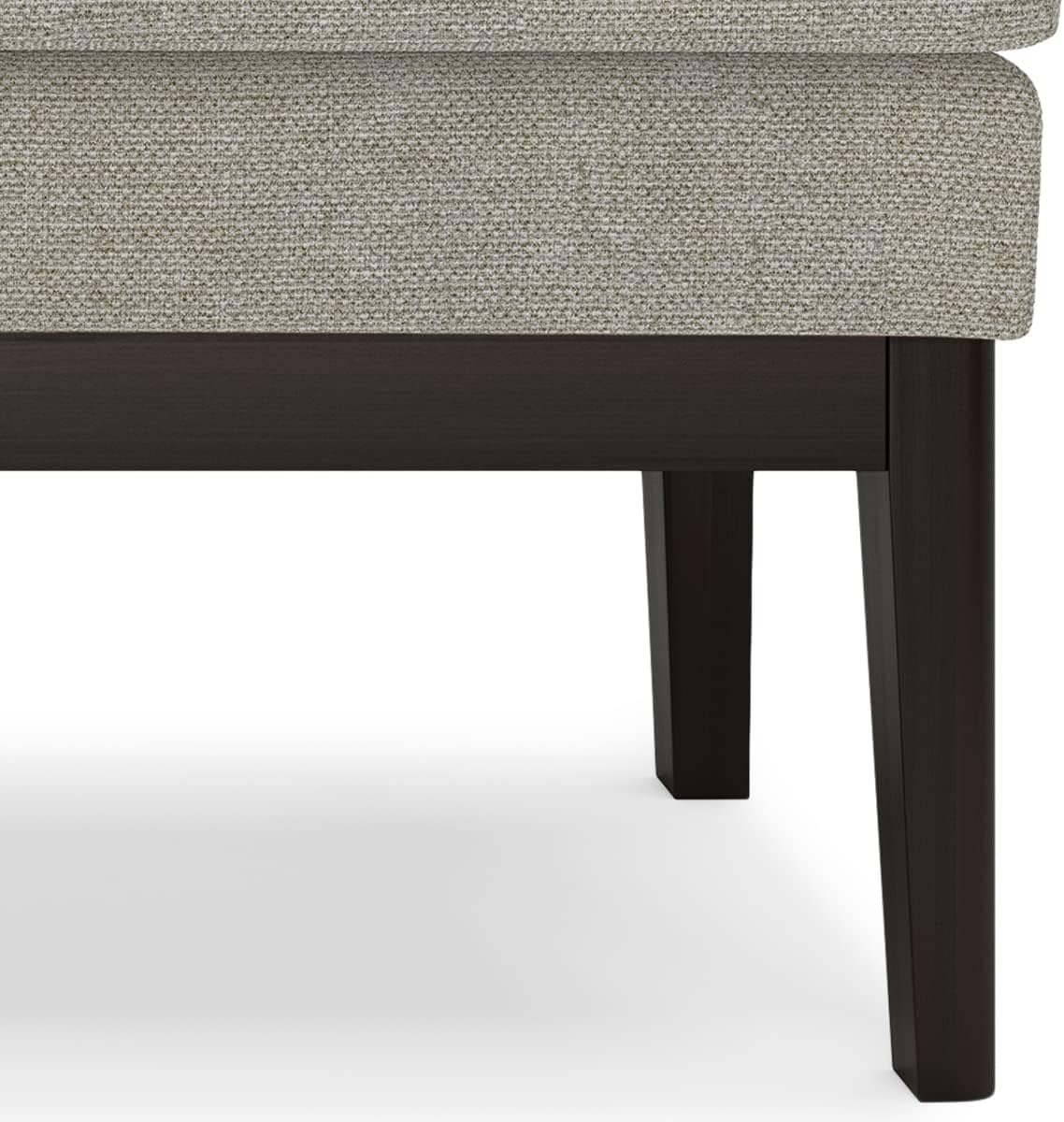 SIMPLIHOME Carlson Ottoman Bench - 45 inch Wide Upholstered Vegan Leather Rectangle Ottoman in Greige, Mid Century Modern Bench for Bedroom, Entryway or Living Room with Padded Seat