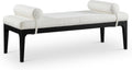 Meridian Furniture 22073Cream Priscilla Collection Art Deco Bench with Rich Linen Textured Interwoven Polyester Fabric, Light Beige Weave, Finished Solid Wood, 52' W x 22' D x 23.5' H, Cream