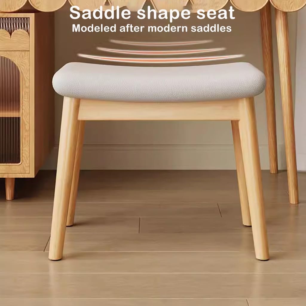BTZHY Vanity Chair,Solid Wood Dressing Table Stool for Girls Bedroom Makeup Chair with Shoe Bench Entryway Kitchen Chairs for Living Room Study Room and Office Dark Brown