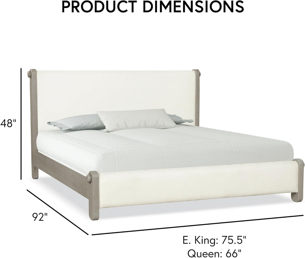 Furniture of America Nainsted Modern Wood 3-Piece Bedroom Set with Padded Headboard, USB Chargers on Nightstand, Metal Slide Glides, Rounded Edges, Box Spring Needed, Queen, White Oak