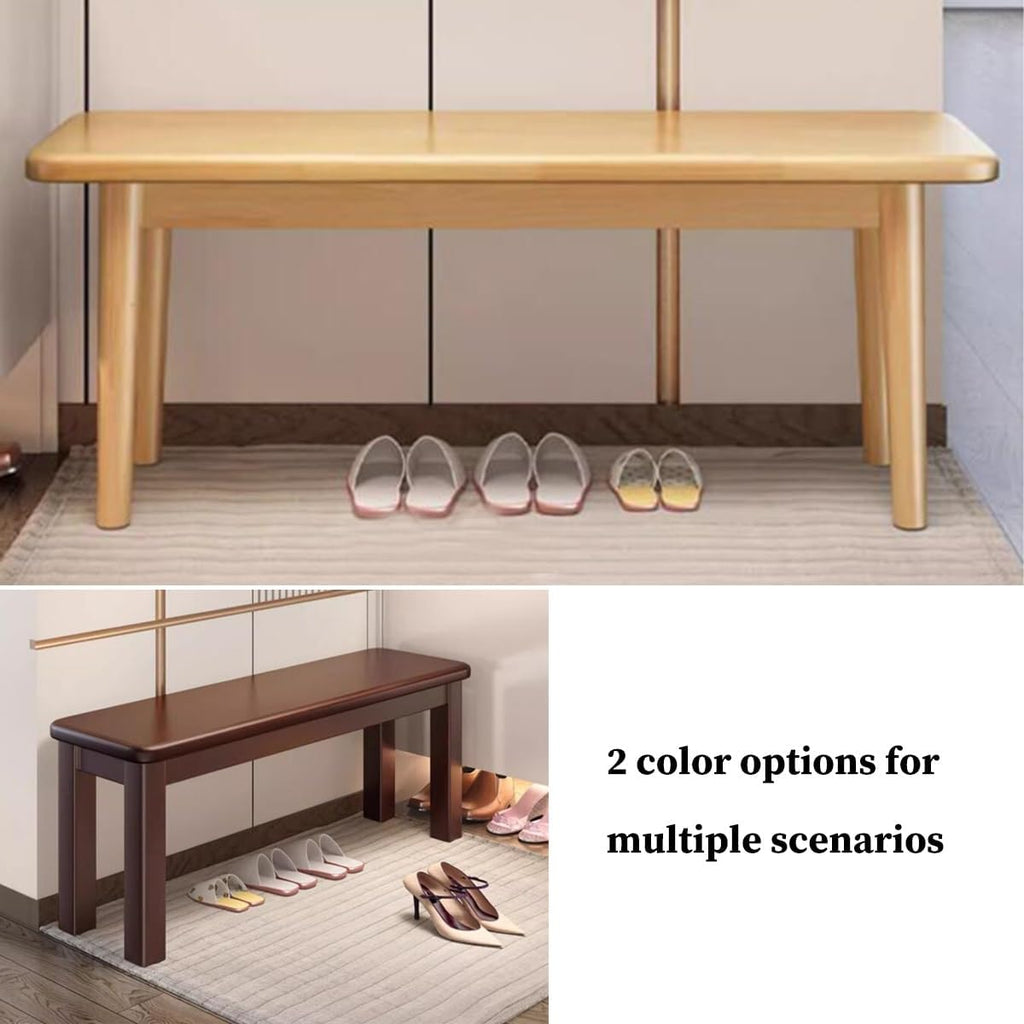 GIZNXBA Wood Entryway Bench Farmhouse Dining Bench End of Bed Bench with Rounded Corner, Indoor Entry Way Shoe Benches Seat Outdoor Bench Bedroom Bench(/Natural,60cm)