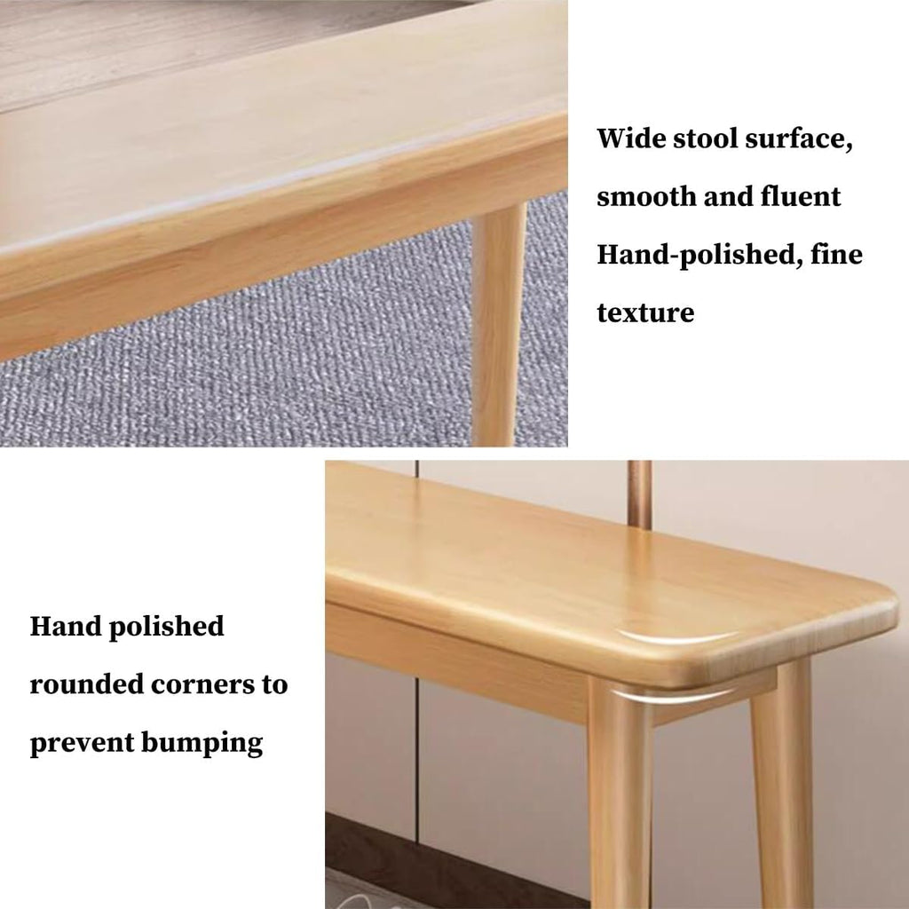 GIZNXBA Wood Entryway Bench Farmhouse Dining Bench End of Bed Bench with Rounded Corner, Indoor Entry Way Shoe Benches Seat Outdoor Bench Bedroom Bench(/Natural,60cm)