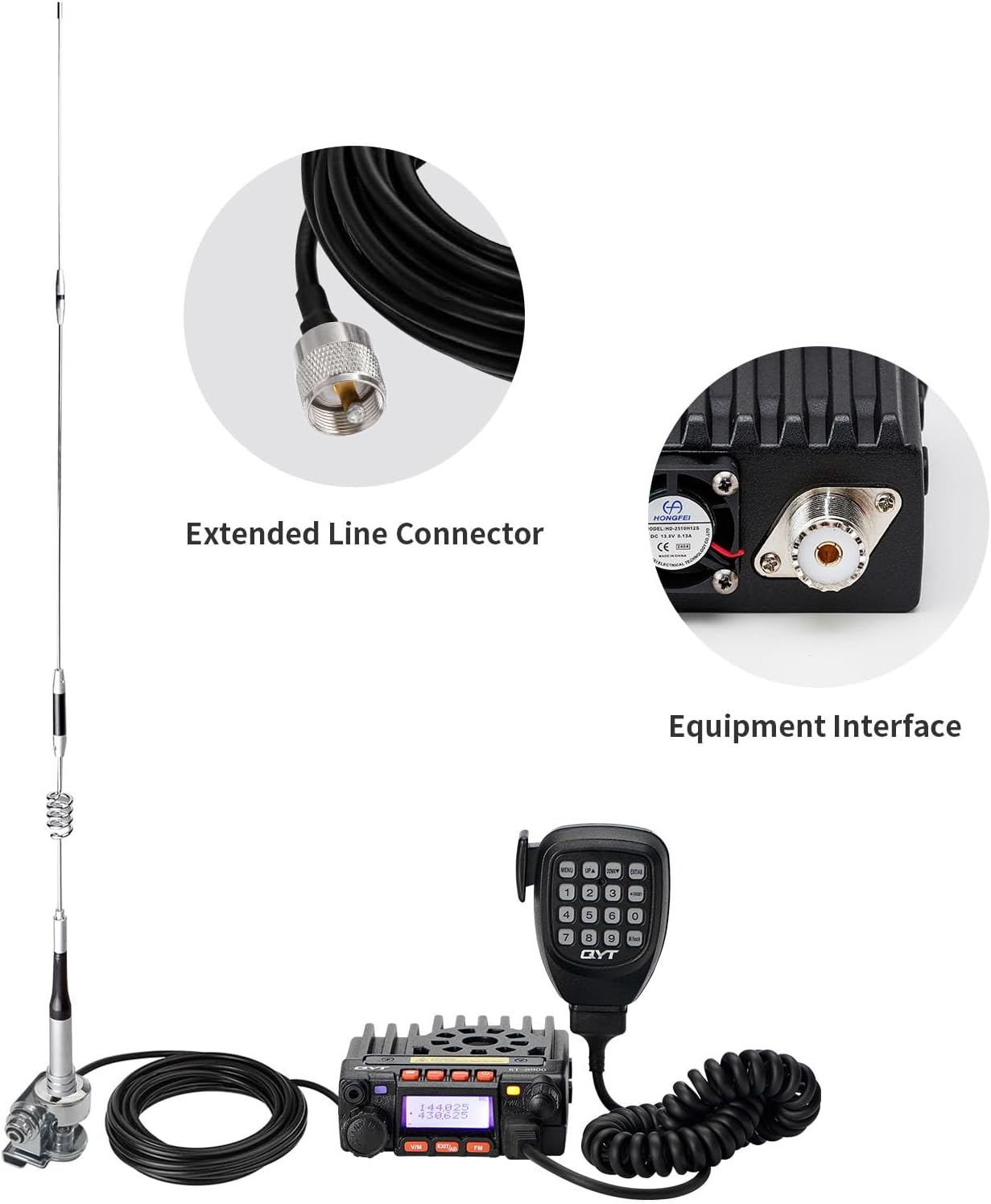 QYT KT-8900 25W GMRS Mobile Radio & Base Station,Long Range Two-Way Radio with NOAA Weather Scan & Alert,SG7200 Dual Band Vehicle Mobile Ham Radio Antenna,144-148MHz/430-440MHz