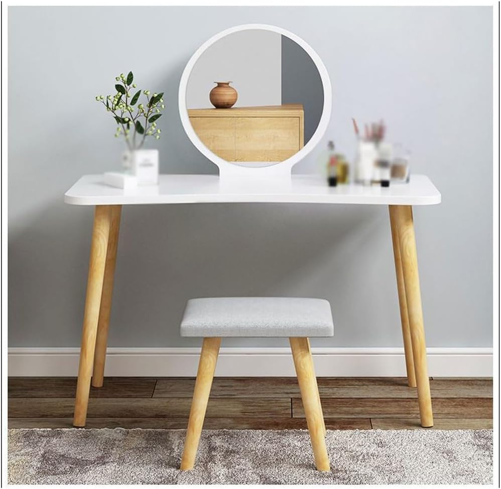 Vanity Mirror with Lights Simple Dressing Table with Makeup Mirror for Bedroom Mini Dressing Table Modern Small Apartment Desk Workbench Vanity Makeup Table Desk for Bedroom