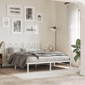 Metal Bed Frame with Headboard White Queen Size 59.1'x78.7' Sturdy Steel Platform Bed Frame for Bedroom Furniture Durable Support Underbed Storage
