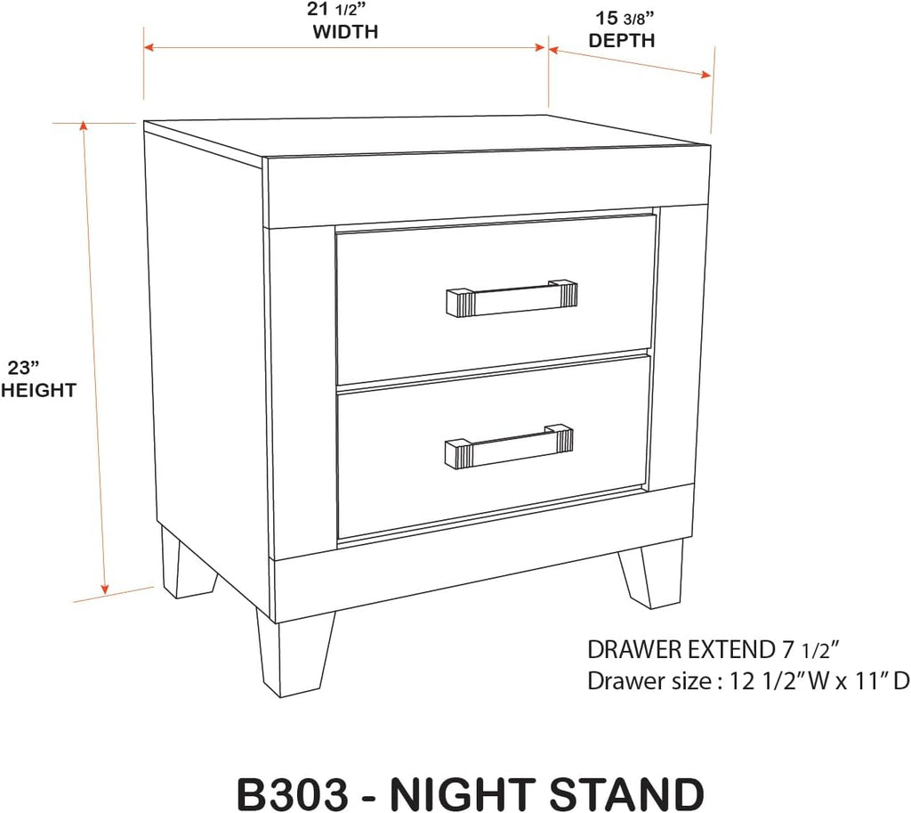 Kings Brand Furniture 2-Piece Antique Natural Bedroom Set – King Size Wood Bed Frame and Nightstand