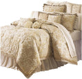 MICHAEL AMINI Novella 4-piece Fabric Cal King Comforter Set in Gold/Soft Sand