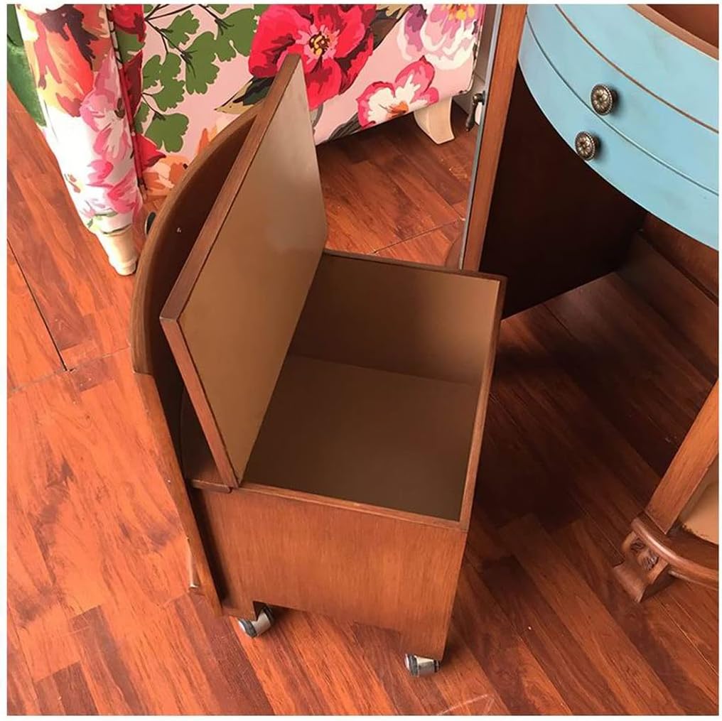Vanity Benches Semicircle Dresser Retro Small Bedroom Dresser Flip Mirror Dresser Ladies Dresser Multifunctional Table with Stool (Color : A)