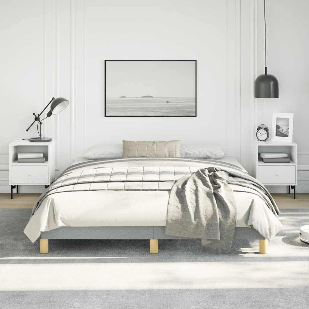 Light Gray Queen Size Bed Frame with Polyester Fabric Upholstery and Engineered Wood Support, Sturdy Construction for Modern Bedroom, Easy Assembly with Ventilated Design