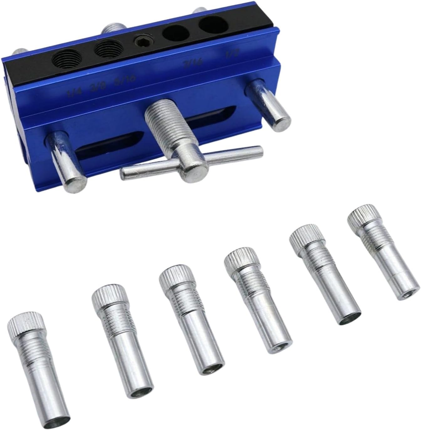 Centering Doweling Jig Kits Drill Jig for Straight Holes Biscuit Joiner Set with 6 Drill Guide Bushings Adjustable