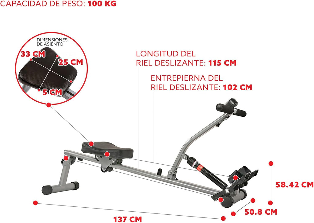 Sunny Health & Fitness Compact Adjustable Rowing Machine with 12 Levels of Resistance for Complete Body Workouts and Optional Free SunnyFit App Enhanced Connectivity