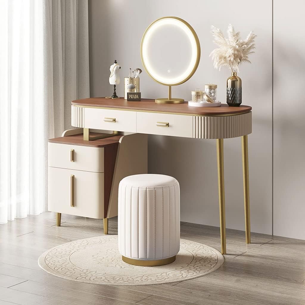Vanity Benches Vanity Table Set with Light Mirror Modern Dressing Table for Bedroom Women Dressing Table Multifunctional Table (Color : A, Size : L100cm)
