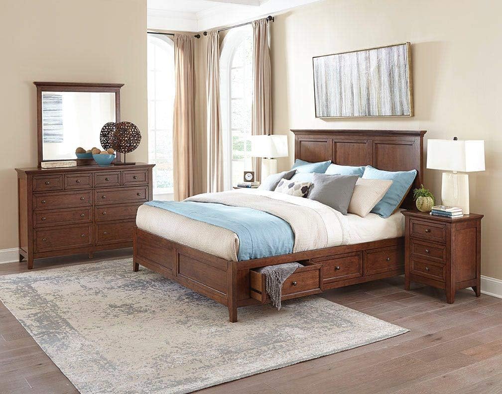 Intercon San Mateo King Size 4 Piece Storage Bedroom Set Tuscan Finish