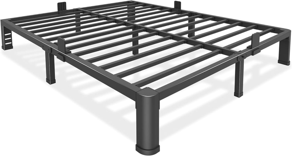 Bilily 10 Inch Low Bed Frame King with Round Corner Legs,3500 LBS Heavy Duty Low Profile King Size Bed Frame Metal Platform, No Box Spring Needed, Easy Assembly, Noise-free, Headboard Compatible,Black