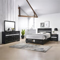 Matrix Traditional Style King 4 PC Storage Bedroom Set in Black Made with Wood