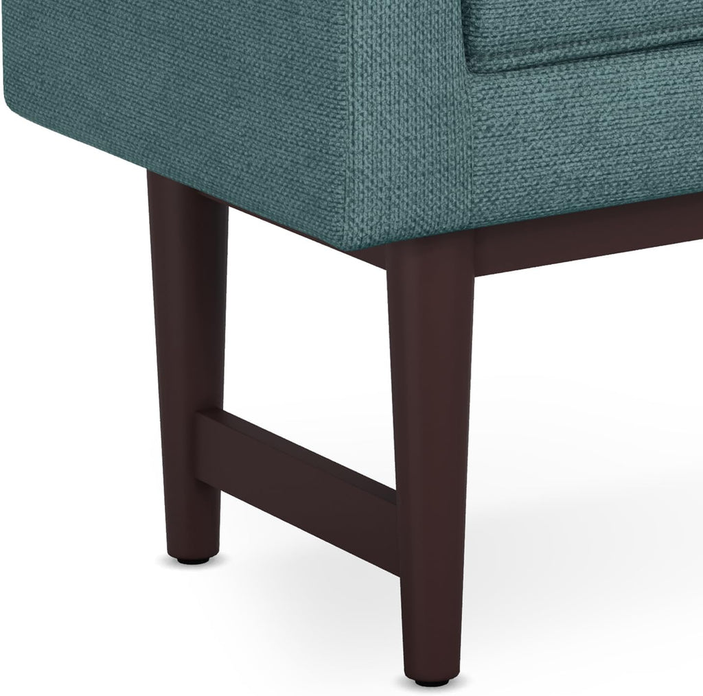 SIMPLIHOME Scott Ottoman Bench - 46 inch Wide Upholstered Linen Fabric Rectangle Ottoman in Smoky Teal, Contemporary Bench for Bedroom, Entryway or Living Room with Raised Sides and Cushioned Seat
