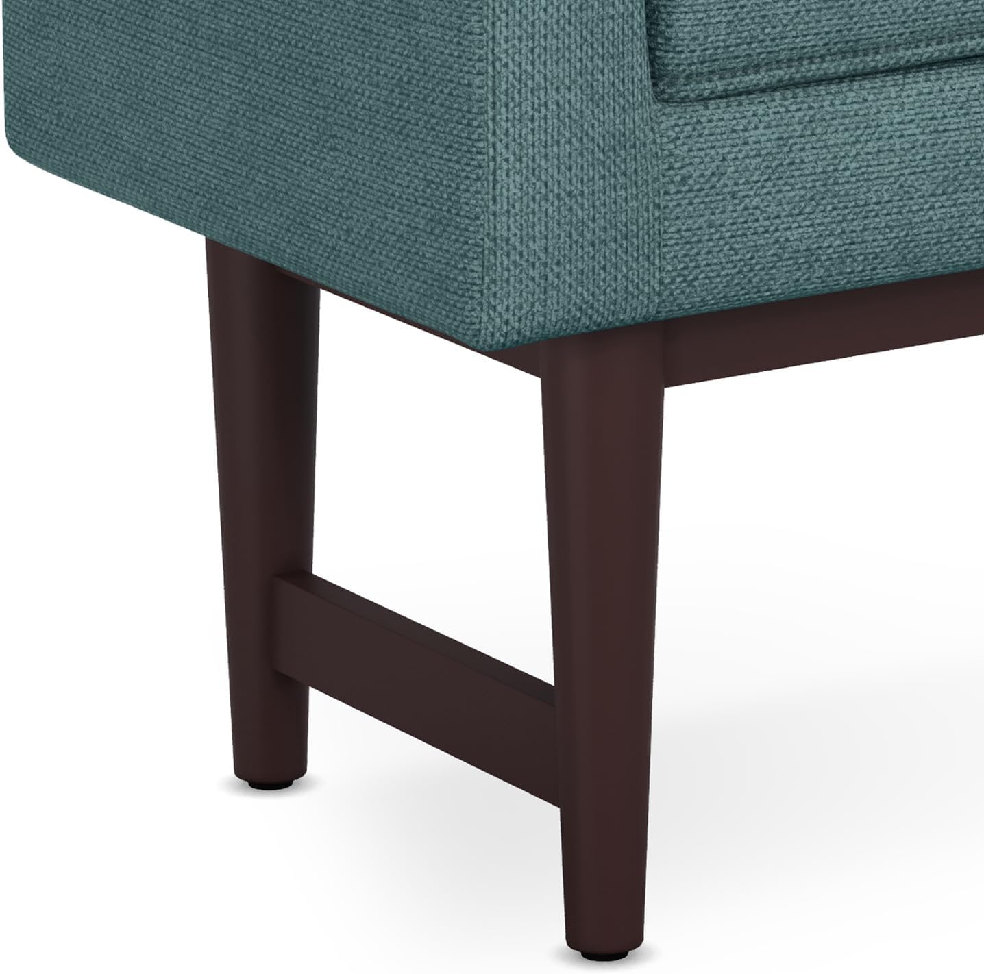 SIMPLIHOME Scott Ottoman Bench - 46 inch Wide Upholstered Linen Fabric Rectangle Ottoman in Smoky Teal, Contemporary Bench for Bedroom, Entryway or Living Room with Raised Sides and Cushioned Seat