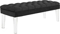 Modway Valet Tufted Button Performance Velvet Upholstered Bedroom Or Entryway Bench with Acrylic Legs in Black