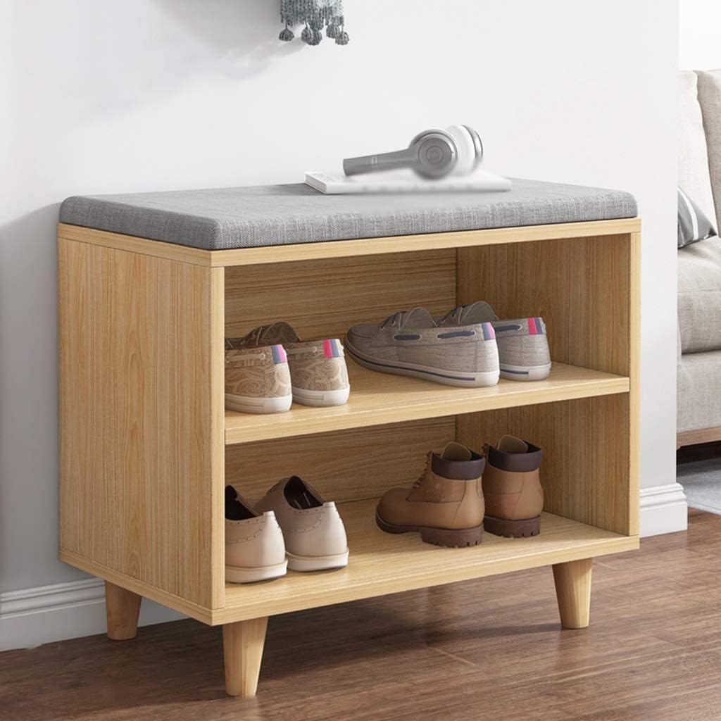 Shoe Storage Bench Entryway End of Bed Rack with Seat Porch Corner, Small Changing Stool (Size:43 * 30 * 45Cm)