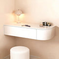Floating Wall-Mounted Vanity Desk, White Corner Makeup Vanity with Storage, Fully Assembled Space-Saving Dressing Table for Bedroom, Versatile as Desk or Nightstand(Left-Mount)