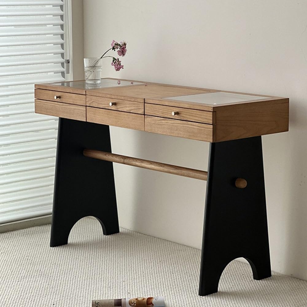 Vanity Table Vintage French Style Solid Wood Makeup Vanity with Ample Storage Cabinet for Your Beauty Essentials