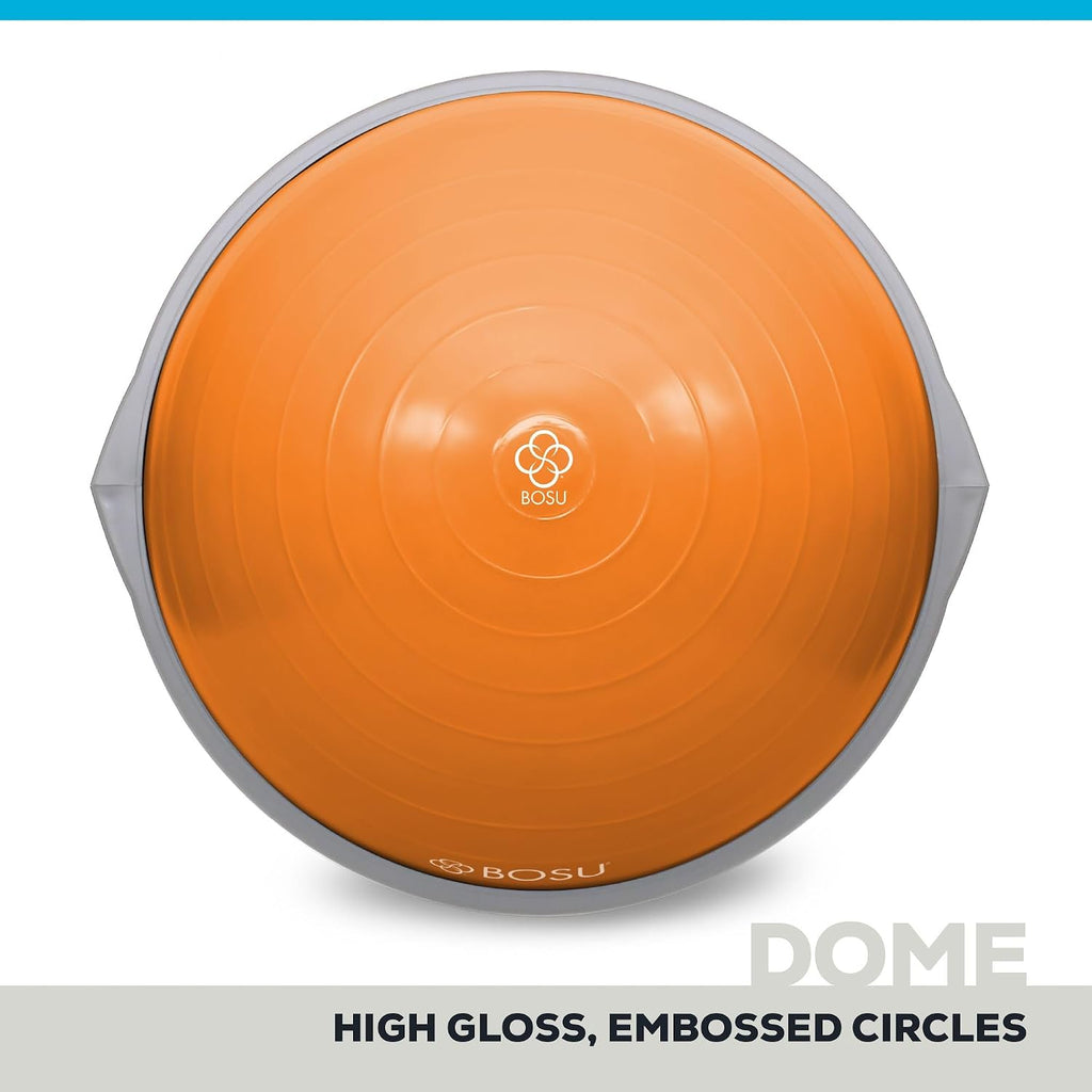 Bosu Balance Ball Exercise Trainer, Home Gym Equipment w/Guided Workouts & Pump, 26' Inflatable Fitness Platform for Strength Training, Standing, Balancing, and Core Workout