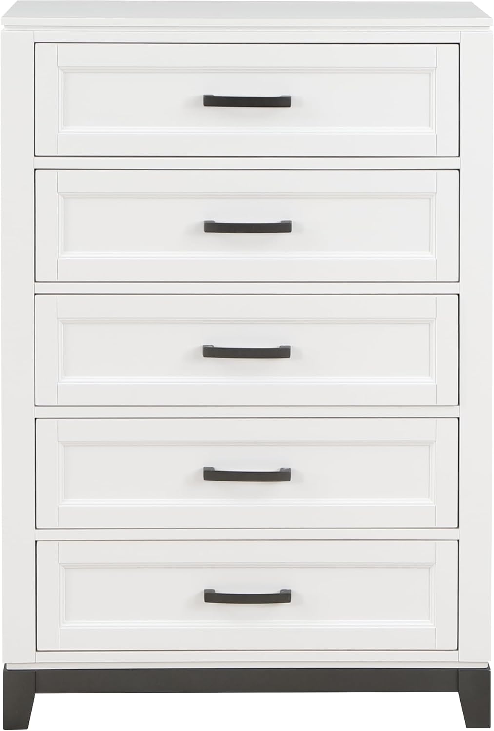 Transitional Bedroom King Size 4-Pieces Set Platform Bed Footboard Drawers White Finish Furniture