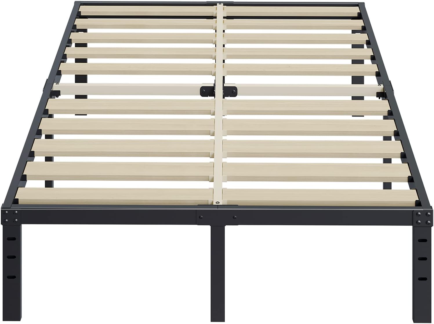 ZIYOO Full Size Bed Frame, 16 inch Tall, 3 Inches Wide Wood Slats with 3500 Pounds Support, No Box Spring Needed, Heavy Duty Metal Platform for Foam Mattress Foundation, Easy Assembly, Noise Free