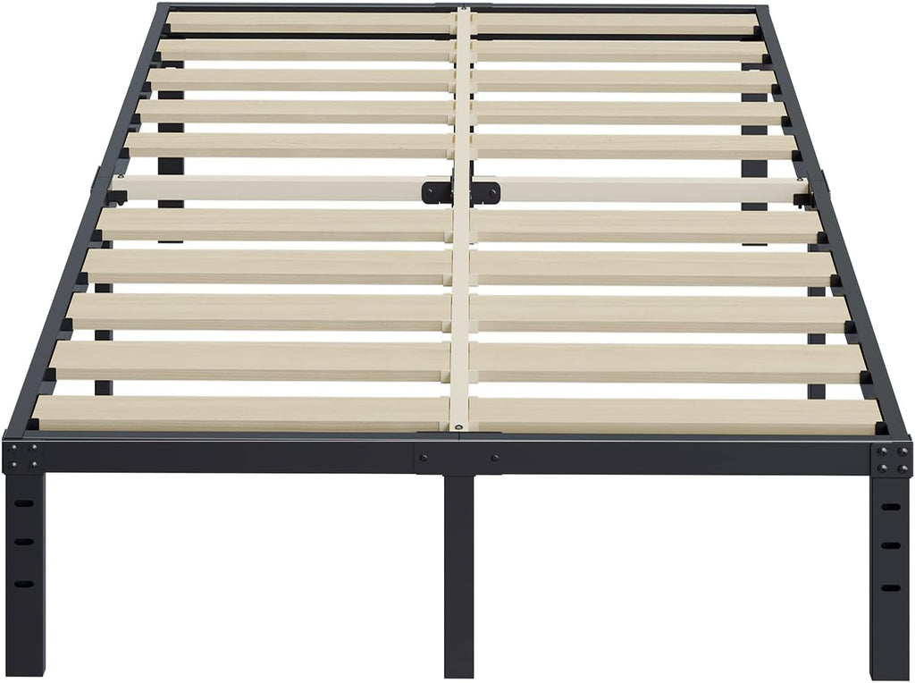 ZIYOO Queen Size Bed Frame 16 Inches High, 3 Inches Wide Wood Slats with 3500 Pounds Support for Foam Mattress, No Box Spring Needed, Heavy Duty Metal Platform Bed Frame, Easy Assembly, Noise Free