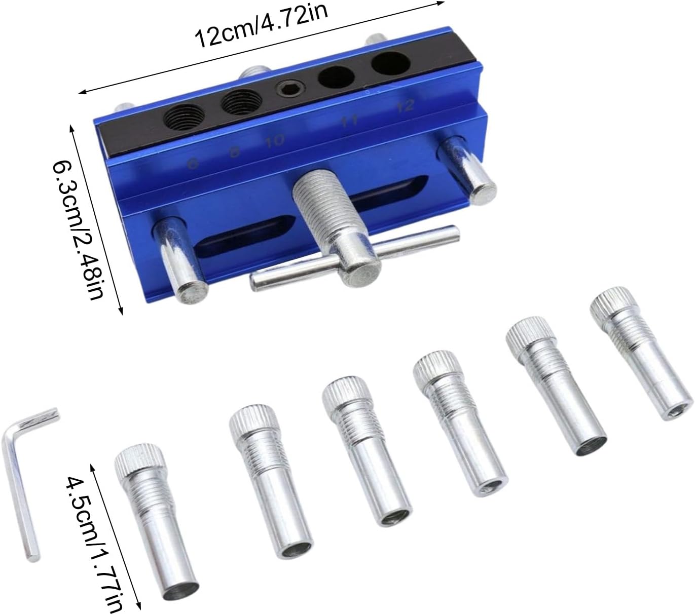 Centering Doweling Jig Kits Drill Jig for Straight Holes Biscuit Joiner Set with 6 Drill Guide Bushings Adjustable