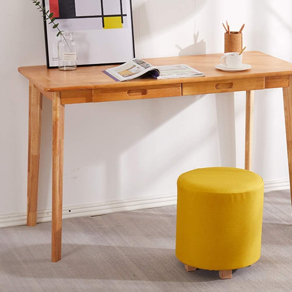 BTZHY Vanity Chair,Foot Stool Ottoman Sofa Stool Shoe Bench Makeup Stool Round Fabric Footstool Small Foot Rest Solid Wood Living Room，2 Sizes，8 Colors