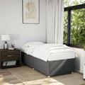 Twin XL Bed Frame Dark Grey 100% Polyester Plywood Engineered Wood Modern Upholstered Platform with Built-in Slats for Mattress Support