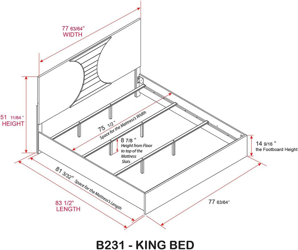 Kings Brand Furniture 3-Piece White/Gold Bedroom Set – Queen Size Wood Bed Frame with 2 Nightstands