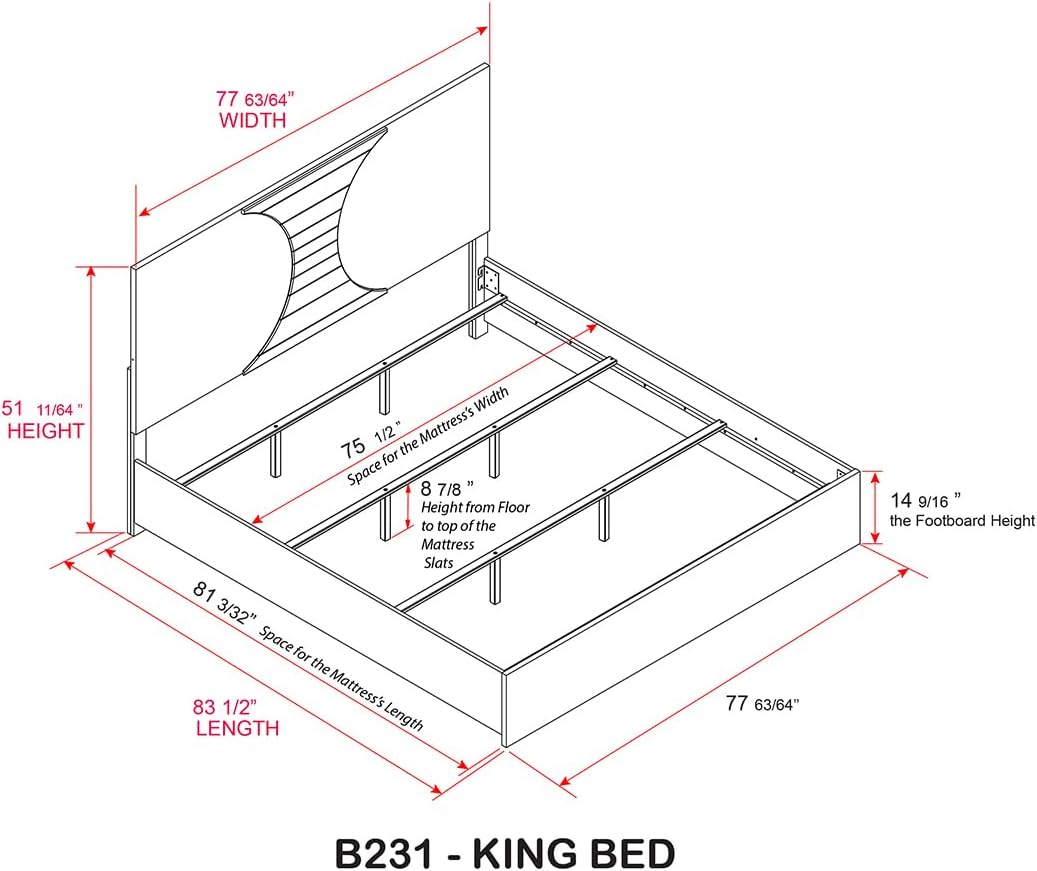 Kings Brand Furniture 3-Piece White/Gold Bedroom Set – Queen Size Wood Bed Frame with 2 Nightstands
