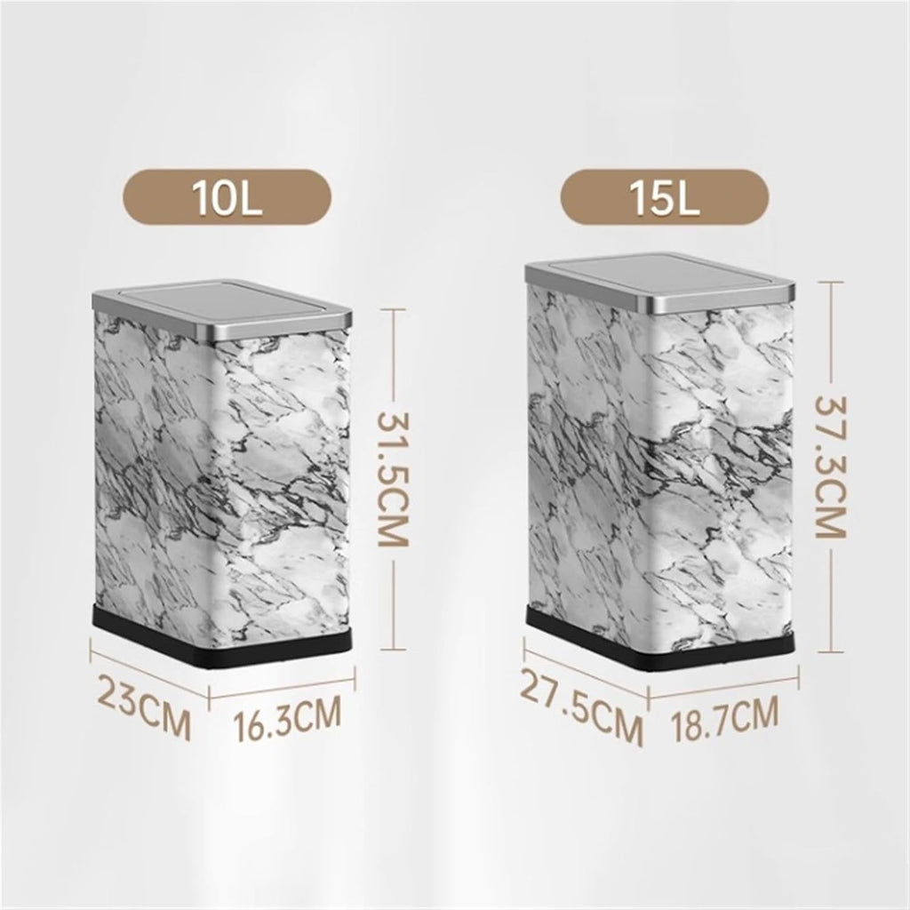 Elegant 10L Stainless Steel Trash Can with Green PU Leather Cover and 360° Swing Lid for Bathroom Bedroom and Office