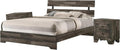 3pc King Size Platform Bedroom Set Rustic Brown Finish Bed Nightstand Solid Wood Furniture