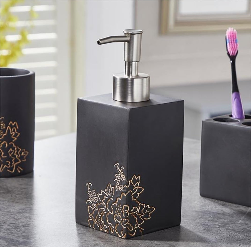 Vanity Bathroom Decor, 6 Piece Resin Bathroom Accessories Set Soap Dispenser Toothbrush Holder Tumbler Soap Dish Set Housewarming Gift