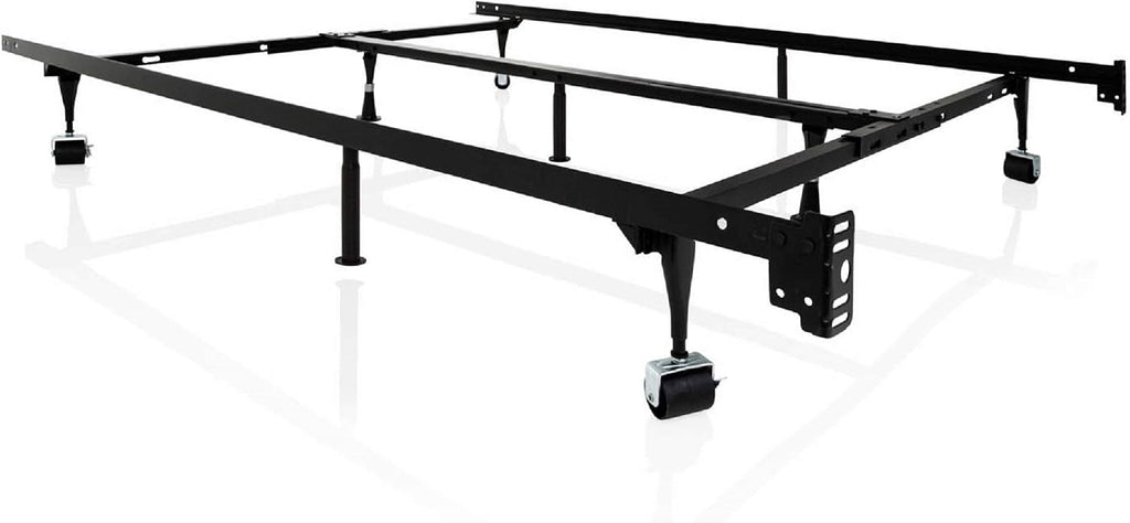 MALOUF Heavy Duty 9-Leg Adjustable Metal Bed Frame with Center Support and Rug Rollers - UNIVERSAL (King, Cal King, Queen, Full, Twin XL, Twin), Standard 7.5' Clearance