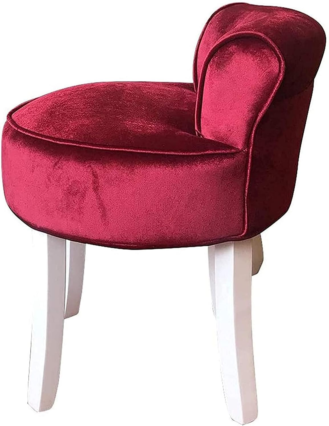 vanity stool makeup bench Vanity Benches Chair Padded Lounge Makeup Stool Fan Back Dressing Chair Piano Stool Cushioned Stool With Solid Wood Legs, Sitting 44cm / 17.32 Inch ( Color : Red White Legs )