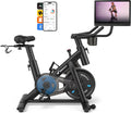 MERACH Exercise Bike, Brake Pad Stationary Bike with Exclusive App, Low Noise Indoor Cycling Bike with 300lbs Weight Capacity, Tablet Mount and Fitness Courses for Weight Loss