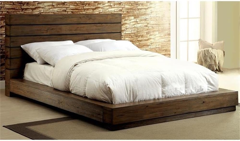 Furniture of America FOA Benjy 2-Piece Rustic Natural Tone Wood Bedroom Set - King + Nightstand